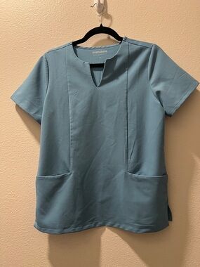 Mandala Light Blue Medical Scrub Top